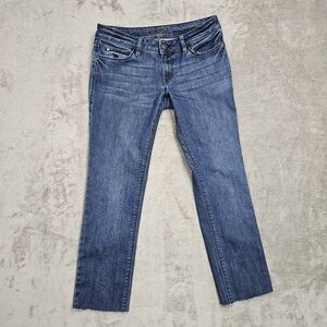 DL1961 Women's Size 29 Blue Cropped Slim Straight Leg Jeans Raw Hem Premium